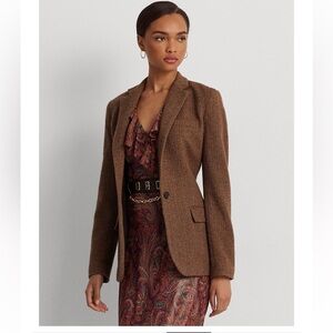 Ralph Lauren Brown Herringbone Blazer | size 10